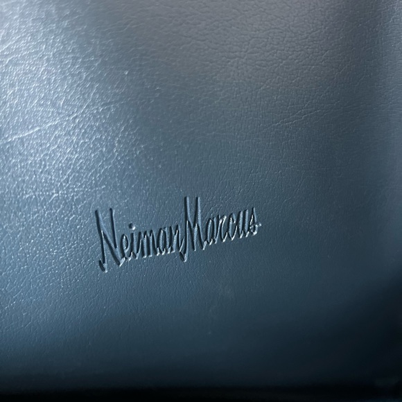 NWOT Neiman Marcus Dark Teal Blue Tote bag Vegan Leather - Picture 4 of 9